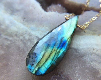 Labradorite Necklace Gold or Sterling Silver, Witchy Necklace, Labradorite Pendant, Labradorite Jewelry, Necklaces For Women