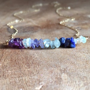 Personalized Birthstone Necklace For Mom, Crystal Gemstone Jewelry, Customizable Family Necklace