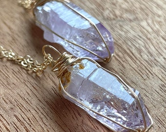 Vera Cruz Amethyst Necklace, Wire Wrapped Raw Crystal Necklace, Gift For Women, Necklaces For Women