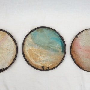 Handmade Ceramic Plates in various colors and stone structure. Big plates perfect for dinner or bigger appetizers.