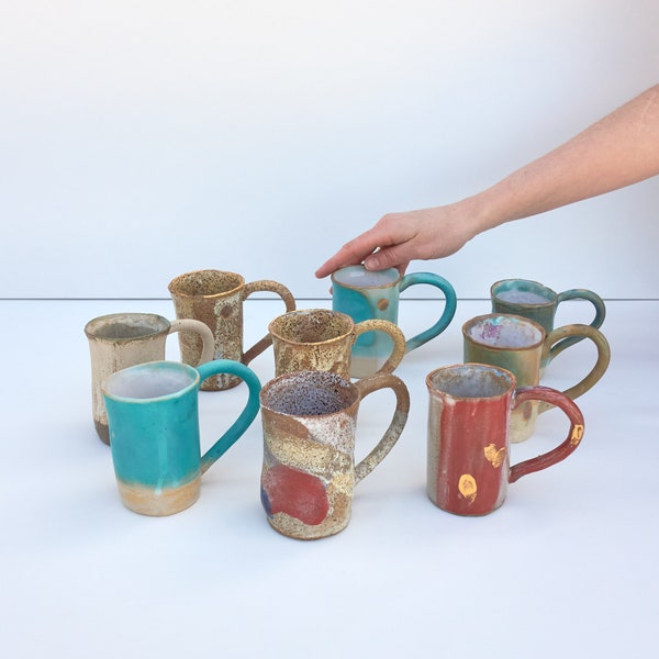 Taza de cerámica, taza de arcilla hecha a mano, regalo para amantes del café, hogar Wabi Sabi, vajilla de gres, creada por un artista con 20 años de experiencia, 220 ml/8 oz