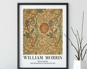 William Morris Art Print | Vintage Pink Rose Floral Poster