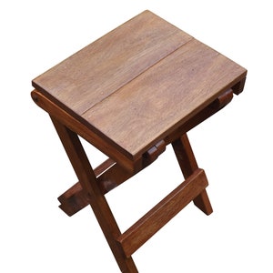 Handmade Philippine-Mahogany Folding Stool, Footstool or Side-Table