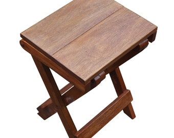 Handmade Philippine-Mahogony Folding Stool, Footstool or Side-Table