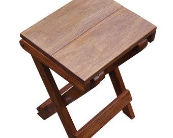Handmade Philippine-Mahogany Folding Stool, Footstool or Side-Table