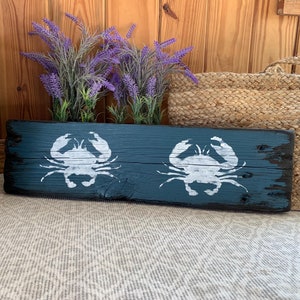 Rustic twin crab sign, wall art, home decor, beach house decor, beach decor, crab, barn wood, beach sign, crab art 22" x 6" READY TO SHIP