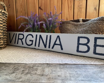 Large Virginia Beach, Virginia sign on barn wood - unique - handmade - rustic - beach house decor 56.5" x 6" READY 2 SHIP