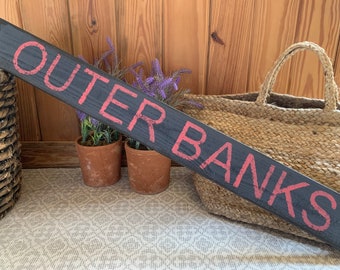 Outer Banks, NC sign on barn wood - unique - handmade - rustic - beach house decor 36" x 4" READY 2 SHIP