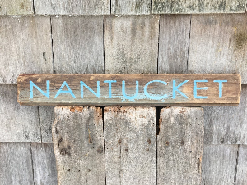 Nantucket sign on barn wood rustic weathered beach sign 24 x 3 12 READY 2 SHIP unique