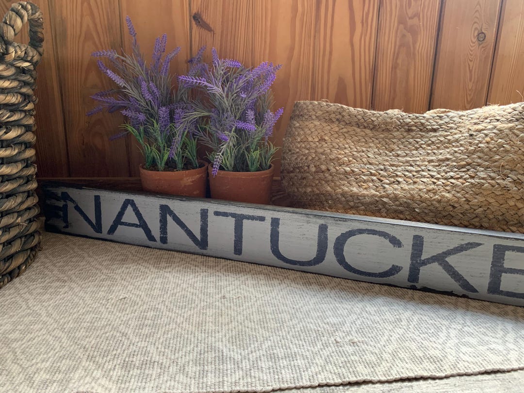 Nantucket Sign on Barnwood Hand-painted Distressed Rustic 40