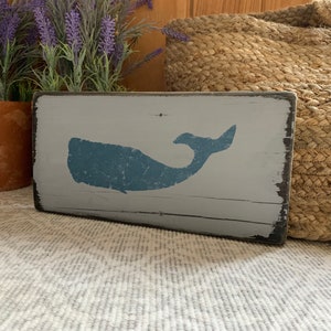 Rustic whale sign, wall art, home decor, beach house decor, beach decor, whale, barn wood, beach sign, nautical art 11&quot; x 5.5&quot; READY TO SHIP