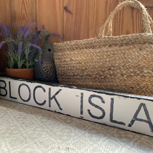 Letrero rústico desgastado de madera de granero de Block Island, Rhode Island, 36,5" x 4", LISTO PARA ENVIAR