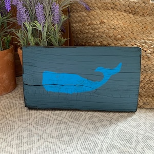 Rustic whale sign, wall art, home decor, beach house decor, beach decor, whale, barn wood, beach sign, nautical art 11&quot; x 5.5&quot; READY TO SHIP