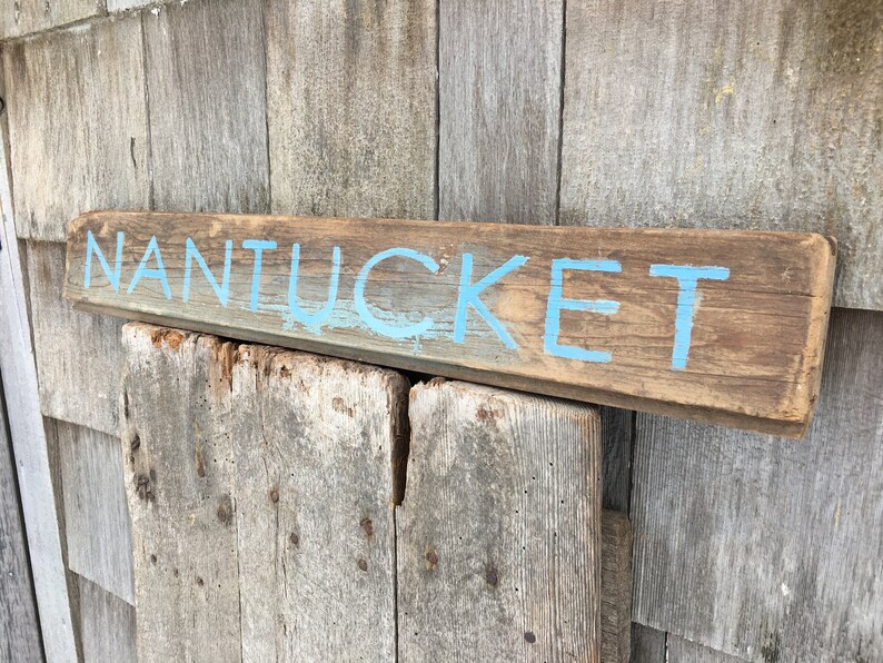 Nantucket sign on barn wood rustic weathered beach sign 24 x 3 12 READY 2 SHIP unique