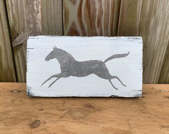 Horse decor - horse wall art - vintage horse - hand-painted distressed on reclaimed barn wood 11" x 5.5" READY 2 SHIP