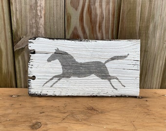 Horse decor - vintage horse - hand-painted distressed on reclaimed barn wood 11" x 5.5" READY 2 SHIP
