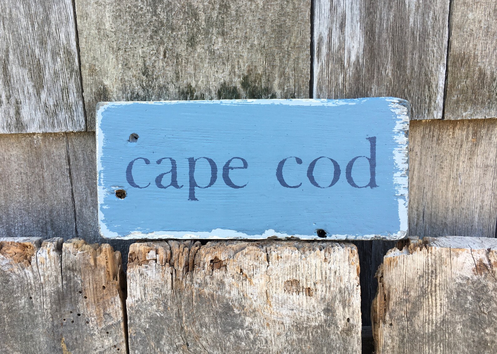 Cape cod sign on reclaimed barn wood shabby chic handpainted Etsy