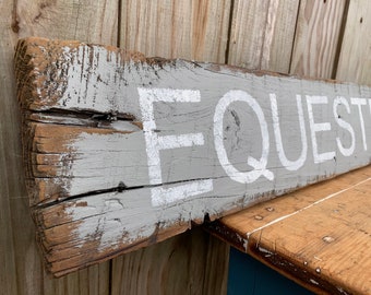 Equestrian sign, equestrian decor, barn wood, horse sign, horse decor, rustic sign, equine, handmade, 38" x 6" READY 2 SHIP