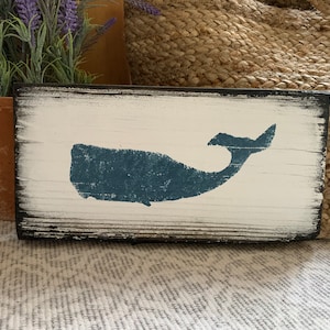 Rustic whale sign, wall art, home decor, beach house decor, beach decor, whale, barn wood, beach sign, nautical art 11&quot; x 5.5&quot; READY TO SHIP