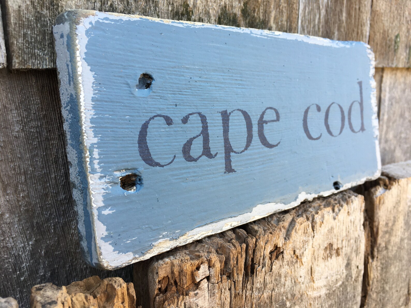 Cape cod sign on reclaimed barn wood shabby chic handpainted Etsy