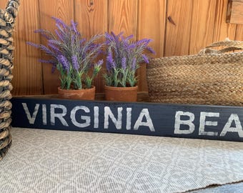Virginia Beach, Virginia sign on barn wood - unique - handmade - rustic - beach house decor 42" x 4" READY 2 SHIP