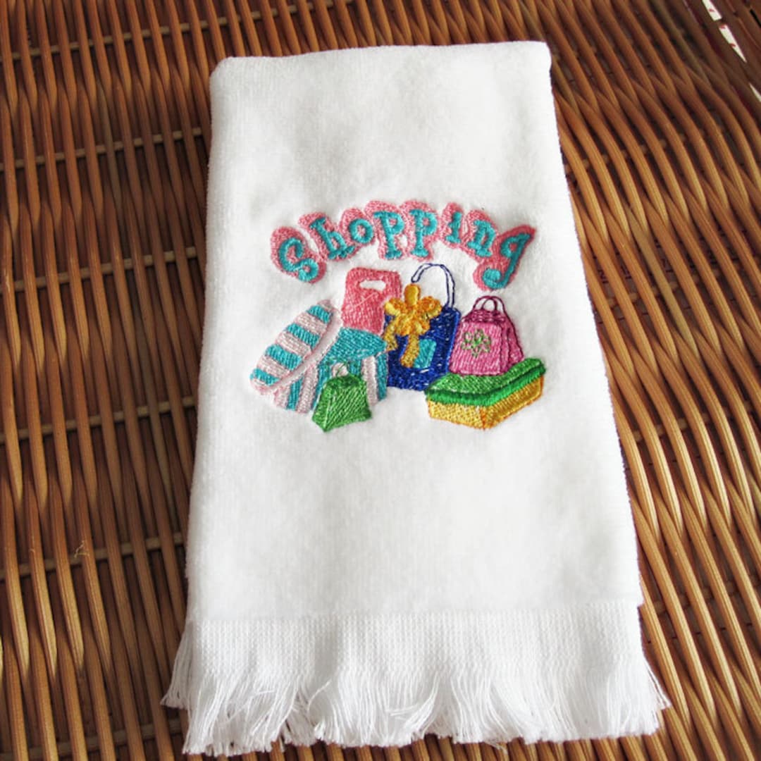 Shopper's Embroidered Fingertip Guest Towel Handmade Etsy
