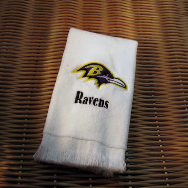 Baltimore Ravens Embroidered Fingertip Guest Towel Handmade