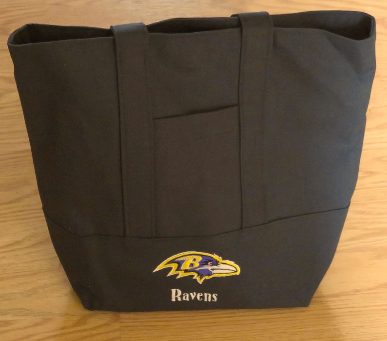 Baltimore Ravens Embroidered Black Canvas Tote Bag Handmade Etsy Denmark