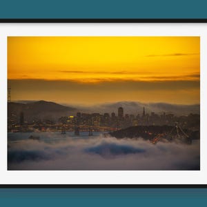 San Francisco and the Bay Bridge at Sunset, Landscape Photo.