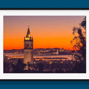 Impresión fotográfica UC Berkeley Inicio Regalo Impresión de paisaje Póster de Cal Berkeley Fotografía artística de graduación para exalumnos de la UC Fotografía del atardecer en el área de la bahía