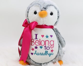 Personalized Stuffed Animal, Personalized Penguin, Birth Stats