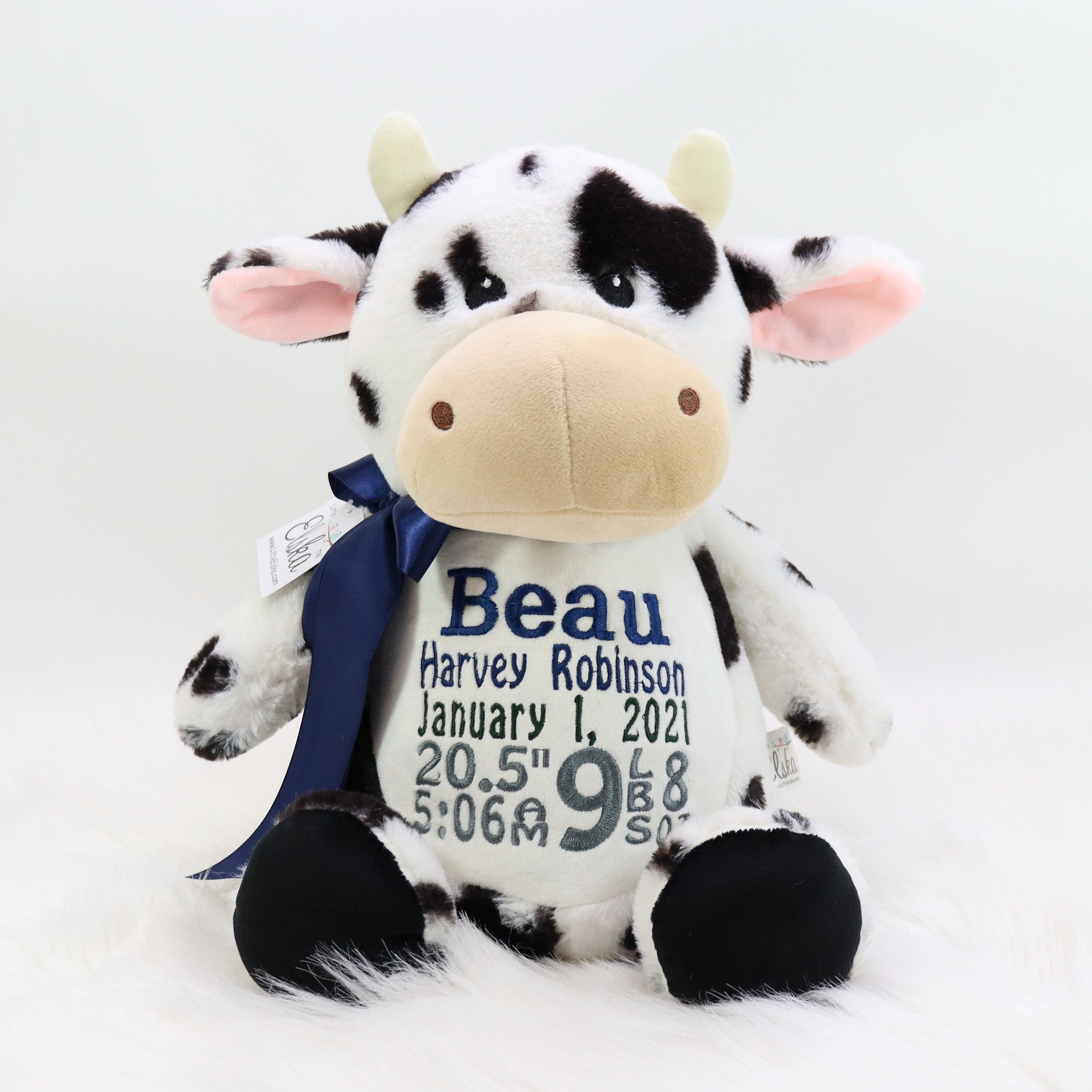 Personalized Stuffed Animal Personalized Cow Birth Stats Etsy