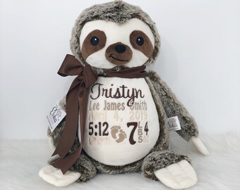 Personalized Stuffed Animal, Personalized Fox, Birth Stat Animal, Embroidered Stuffed Animal, Birth Announcement, Embroidered Animal, Fox