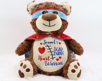 Personalized Stuffed Animal, Heart Warrior, Scar Buddy