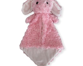 Personalized lovey blanket, animal blanket, baby lovey, personalized lovey security blanket, PINK BUNNY LOVEY