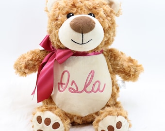 Personalized Stuffed Animal, Personalized Bear, Birth Stat Animal, Embroidered Stuffed Animal, Birth Announcement, Embroidered Animal, Brown