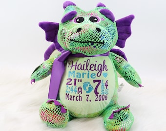 Personalized Stuffed Animal, Personalized Dinosaur, Birth Stat Animal, Embroidered Stuffed Animal, Birth Announcement, Embroidered Animal