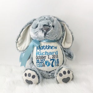 Personalized Stuffed Animal, Personalized Bunny, Birth Stat Animal, Embroidered Stuffed Animal, Birth Announcement, Embroidered Animal