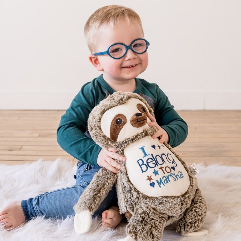 Personalized Stuffed Animal personalized gift monogrammed gift personalized embroidered stuffed animal personalized Sloth image 1