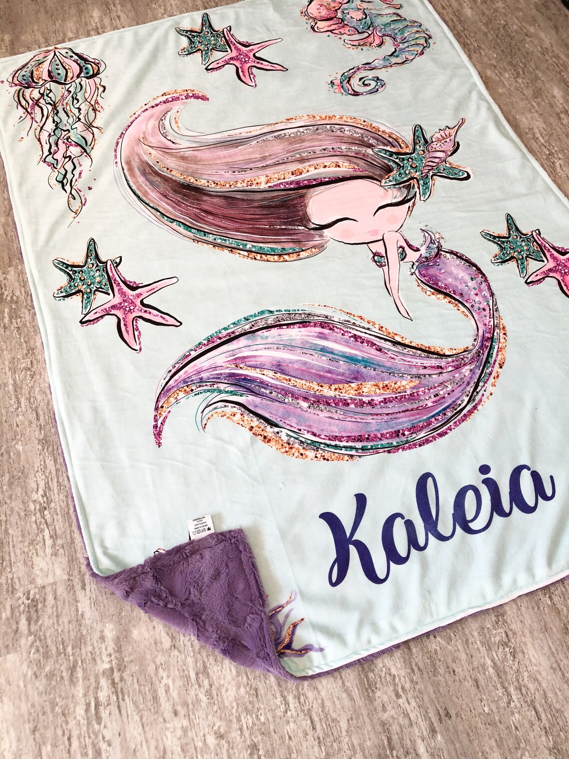 Personalized Baby Blanket Mermaid Blanket Baby Blanket Etsy