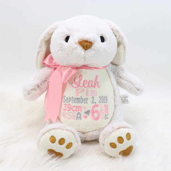 Personalized Stuffed Animal, Personalized Bunny, Birth Stat Animal, Embroidered Stuffed Animal, Birth Announcement, Embroidered Animal