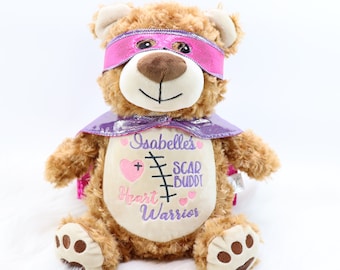 Personalized Stuffed Animal, Heart Warrior, Scar Buddy