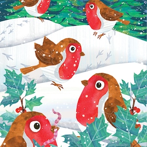 Carte de Noël collage Robin
