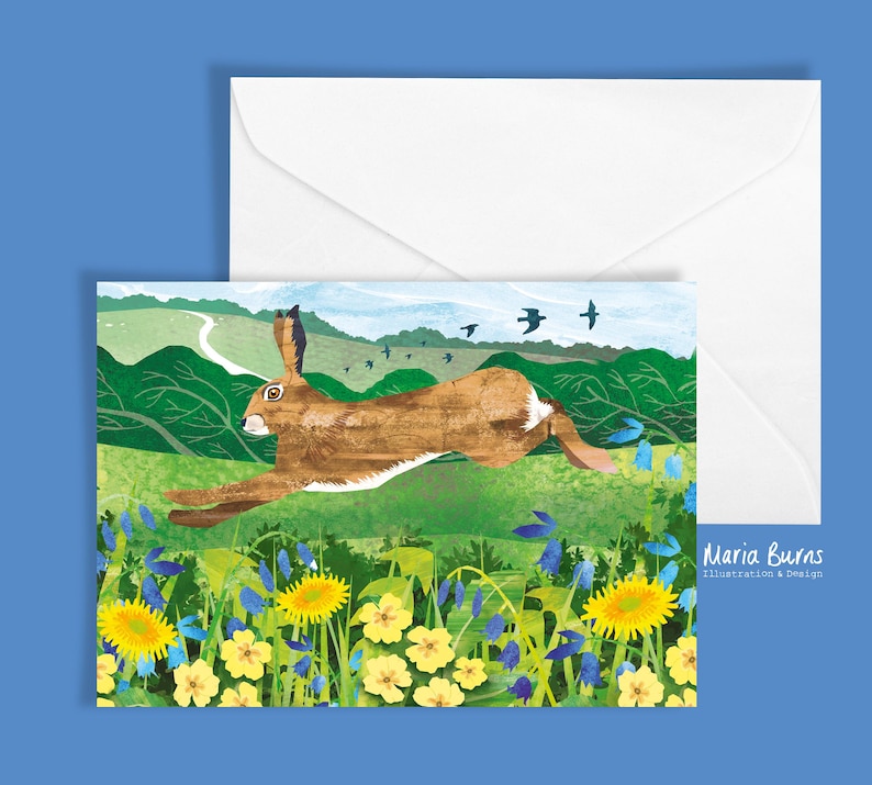 Spring Hare Greeting Card - Etsy
