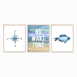 No Wake Zone Print Set, Surf Nursery, Beach Decor, Beach Nursery, Beach Surf Art, Boys Nautical Art, Boys Beach Room, Beach Theme Art,
