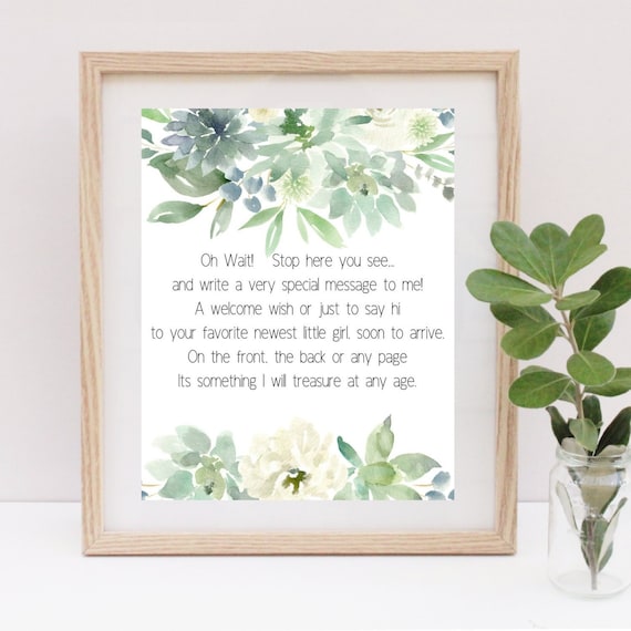 Succulent Baby Shower Guest Sign, Wait! Stop Here You See, Baby