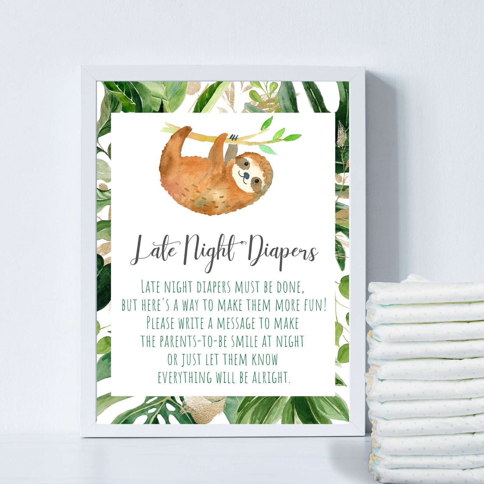 Sloth Baby Shower Game Late Night Diaper Game Sloth Theme - Etsy