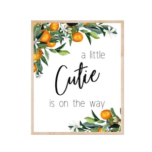 A Little Cutie is On the Way, Little Cutie Baby Shower Game, Little Cutie Baby Shower Welcome Sign, Little Cutie Shower Decor, Citrus Shower