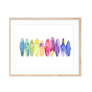 Surf Print, Surf Nursery, Surfboard Watercolor, Beach Decor, Beach Nursery, Beach Surf Print, Boys Surf Art, Boys Beach Room, Surfboard Art