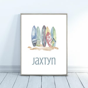Custom Surf Name Print Digital Print, Surf Print Set, Surf Nursery, Beach Decor, Beach Nursery, Beach Surf Art Print, Boys Surf Art Digital